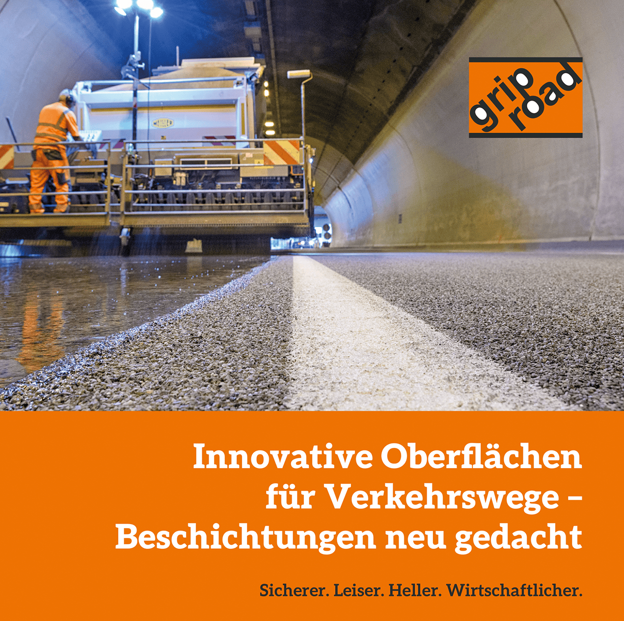 griproad-Broschüre Titelseite der griproad-Broschüre: „Innovative Oberflächen für Verkehrswege –für Verkehrswege – Beschichtungen neu gedacht”